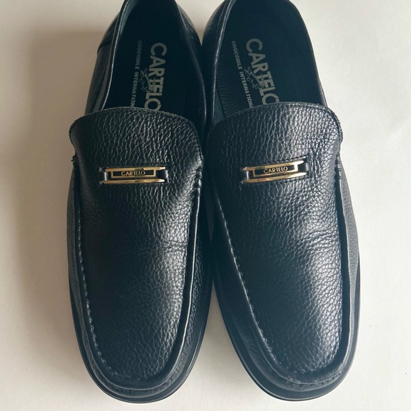 Men’s Cartelo Black Genuine Leather Rubber Outsole Loafers size 255mm, US 10 main image 16